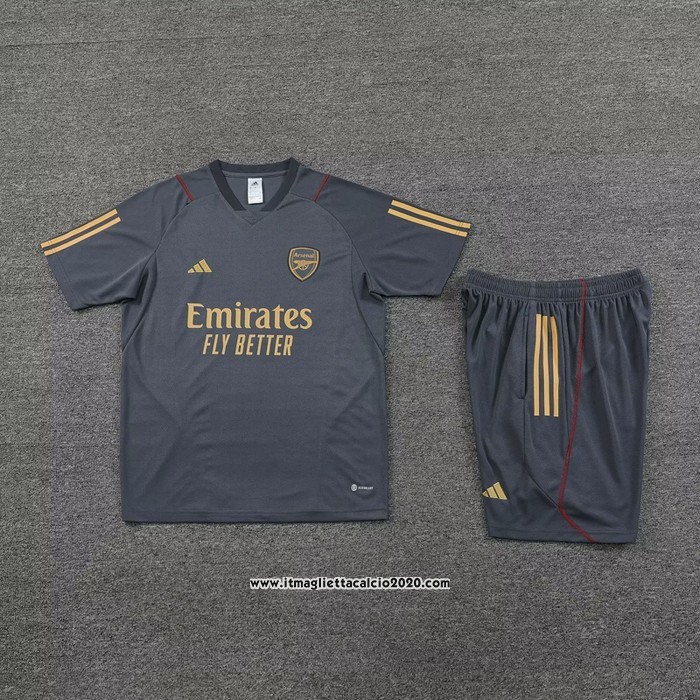 Tuta da Track Arsenal Manica Corta 2023 2024 Grigio - Pantalon Corto
